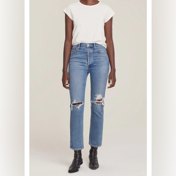 Agolde Riley High Rise Distressed Jeans - Picture 3 of 10